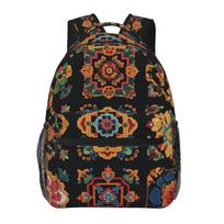 's Large Capacity Chinese Retro Backpack with Padded Waist & Back - Heavy-Duty School Backpack with Tablet Pocket, Zippered Comp black