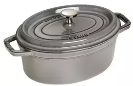 Ovalus ketaus puodas Staub - 2,35 l, grafito spalvos