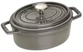 Ovalus ketaus puodas Staub – 1 l, grafito spalvos