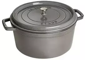 Apvalus ketaus puodas Staub – grafito spalvos, 12,6 litro