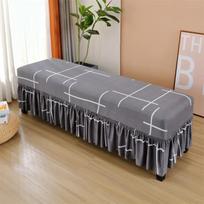 Stretch Dining Bench Cover, Washable Geometric Bench Seat Protector Cover,Anti-Dust Removable Bench Slipcover for Kitchen 120-150cm gray