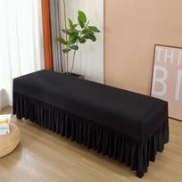 Stretch Dining Bench Cover, Washable Geometric Bench Seat Protector Cover,Anti-Dust Removable Bench Slipcover for Kitchen 120-150cm beige
