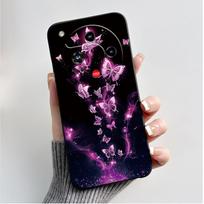 Dėklas Nubia Focus 2 5G Z2462N, prabangus madingas drugelių ir gėlių raštas, minkštas TPU silikonas, juodas dangtelis ZTE Nubia Focus2 telefonui ZTE Nubia Focus 2 5G gray