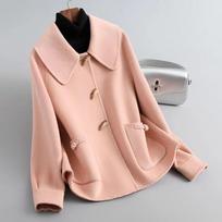 Double-sided woolen coat womens short Korean style loose large size spring autumn winter thick double-sided woolen coat 4XL brown