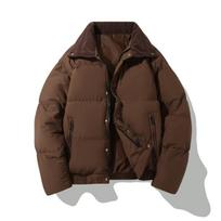 Winter New Solid Color Thickened Jacket Youth All-match Lapel Cotton Coat Bread Coat for Men 3XL black