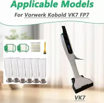 10 dalių priedų rinkinys Vorwerk Kobold Vk7 Fp7 dulkių siurbliui, atsarginės dalys: 6 dulkių maišeliai, 2 hepa filtrai, 1 kvapnusis tabletė, 1 valymo šepetys