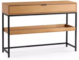Mebel Elite Prieškambario konsolė RUBY su lentyna, ąžuolo ir juodos spalvos