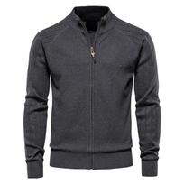 Men's Sweater Autumn Men's Cardigan Jacket New Solid Color Lar Jacquard Sweater Turtleneck Casual Knitwear M gray