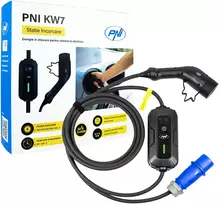 Nešiojamas įkroviklis PNI KW7 32A, 7.4KW elektromobiliams 230V, vienfazis, Type 2 jungtis, atsparus vandeniui