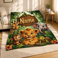 Baby Jungle Animals Name Coral Fleece Blanket 100cm*130cm
