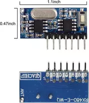 Qiachip 433mhz radijo nuotolinio valdymo jungiklis, Rx480e mini imtuvo modulis, skirtas Arduino, įmontuotas mokymosi kodas 1527 dekodavimas, 4 kanalų išvestis su 656ft nuotolinio valdymo 4 mygtukų siųstuvu