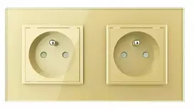 Elektros lizdas su įžeminimu stiklinis horizontalus fi60 dvigubas auksinis