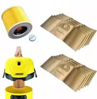 10x Dulkių siurblio maišeliai + filtras Karcher Wd3 Mv3 Wd2