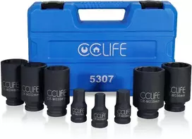 CCLIFE 8 dalių 12-kampių smūginių galvučių rinkinys 1/2 col., 30–36 mm, 5307