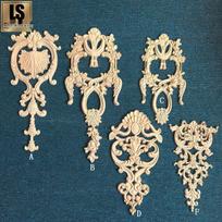 European Retro Style Solid Wood Carving Wall Panels - French Wedding Decoration Veneer Cabinet Door Inserts Model F 30x16cm beige