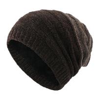 Outdoor Knitted Hat Warm Woolly Hat Autumn/Winter Fleece-Lined Beanie Beanie Hat Earflap Hat average size black