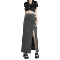 High Waist Long Skirt for Women In Women's Autumn New A-line Slit Skirt for Women's Versatile Hip-covering Skirt for Women XL