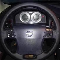 For Volvo S80 2006-2009 XC70 2007-2010 V70 2009 Hand-stitched black  Leather non-slip Car Steering Wheel Cover