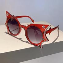 non-polarized Steampunk Diamond Star Bat Sunglasses Women for Men Trendy Halloween Party Sun Glasses Vintage Luxury Oversized Shades