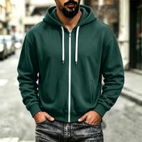 Men's Casual Zip-Up Hoodie Sweatshirt Jacket with Pockets for Everyday Wear XL black