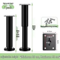 Reguliuojamos nerūdijančio plieno baldų atraminės kojos spintelėms, stalams, sofoms, televizoriams ir lovoms Cold Steel Black 38-55cm Adjustable