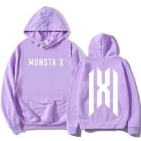 Korean Boys Band MONSTAX The X Hoodies Autumn Fleece Long Sleeve Female Sweatshirts Casual Fashion Street Style Sudaderas Women M pink