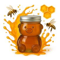 300ml GLASS JAR TEDDY BEAR with Lid for Honey, Jam, Spices, Gift Jar