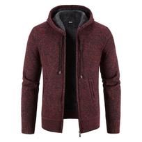 Men's Hooded Fleece Knit Cardigan Sweater 4XL black