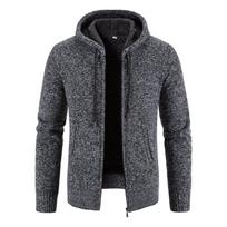Men's Hooded Fleece Knit Cardigan Sweater 3XL gray