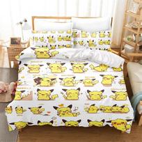 Pokemon 3D Pikaču užvalkalai Anime spausdinama patalynė Vaikams Berniukams Mergaitėms Suaugusiems Vaikų patalynės kolekcija Šventinė dovana 140x200cm-2pcs