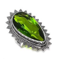 Natural Peridot Gemstone Handmade 925 Sterling Silver Jewelry Ring Size 6.5 E2n76 green