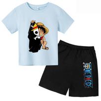 Vaikų Rinkiniai Anime One Pieces Luffy Gear 5 Cosplay Marškinėliai Berniukams Luffy Berniukas Animaciniai Marškinėliai Vaikams Vasariniai Trumpomis Rankovėmis Viršutiniai Drabužiai 150 white