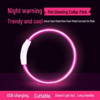 LED Šviečiantis Įkraunamas Naminių Gyvūnų Antkaklis Šunims ir Katėms - Naktinio Saugumo Vėrinys Medium - 50cm (Rechargeable, Adjustable) black