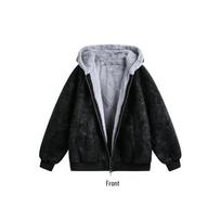Zuoshandiao Men's Winter Thick PU Leather Hooded Jacket - Trendy, Warm, Loose Fit, Solid Color Casual Outerwear Medium