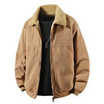 Jacket Men's Lambswool Plus Velvet Thickened Corduroy Workwear Fashionable Casual Loose Men's Warm Cotton Coat 4XL black