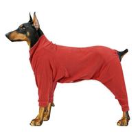 Fleece Warm Four-Legged Dog Outfit with High Collar for Medium & Large Breeds XS red