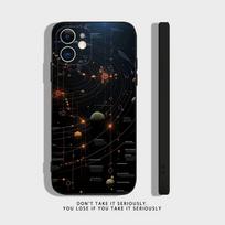 Kosmosas Galaxy Visatai Skaidrus Silikoninis Dangtelis iPhone 17,16,15,14,13,12,11,Pro,Max,Mini,XS,X,8,Plus Atsparus Smūgiams Juodas Dangtelis iPhone15PRO