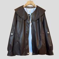 Women's Plus Size Leather Jacket Loose Lapel Motorcycle Jacket Soft PU Leather Coat 2XL kava