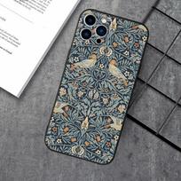 William Morris Strawberry Thief Phone Case For iPhone 16,15,14,13,12,11,XS,XR,X,8,7,Pro,Max,Plus,mini Silicone Black Cover iPhone13PRO black