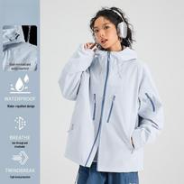 Luotuo Unisex 3-in-1 Windproof Waterproof Warm Outdoor Jacket Set for Mountaineering XS gray