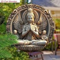 Buddha Aluminum Metal Wall Art 2D Hand Carved Flat Sign Spiritual Home Office Decor 20x20 įvairiaspalvis