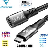 8K USB4 Type C Cable 40Gbps 240W PD3.1 QC4.0 For Samung Thunderbolt 4 Fast Charging Cable Thunderbolt3 USB C to C Data Transfer black