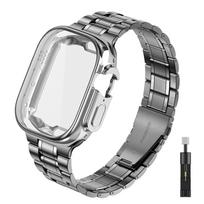 Dėklas+Dirželis Apple watch Ultra juosta 44mm 40mm 45mm 41mm 42mm 38mm Metalinis nerūdijančio plieno apyrankė iWatch Series 3 5 6 SE 7 8 40mm series 654 SE gray