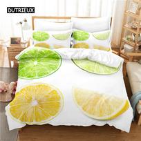 Fresh Fruit Bedding Set Duvet Cover Set 3D Bedding Digital Printing Bed Linen Queen Size Bedding Set Fashion Design EU single(135x200cm) beige