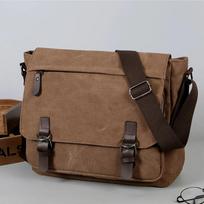 Retro Canvas Messenger Bag for Men, Large Sling Bag, Casual Crossbody Bag for Hanging Out Daily Commute, School Bag College Bags brown