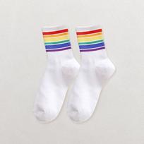 Trendy Black Socks Rainbow Socks Women'S Medium Tube Socks Autumn And Winter Solid Color Women'S Stockings Striped Sports Socks One size fits all blue