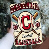 Metal Poster Cleveland Baseball Retro Wall Art for Home Garage gray