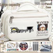 Japanese Style One Piece Pen Case - Luffy & Zoro Design for Boys & Girls white