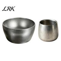 Rustic Style Metal Kitchenware Stainless Steel Cup/Bowl, Industrial Matte Container, Smooth Arc Drinking Cups Shatterproof Non-slip Base Tableware for gray