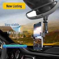 Telescopic Suction Cup Phone Holder with Quick Release for Car Dashboard pilka spalva